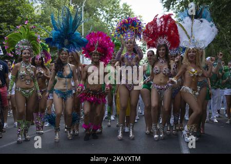 People take part in annual LGBT Pride, in Madrid, on July 7, 2018. (Photo by Patricio Realpe/Press South/NurPhoto) Stock Photo