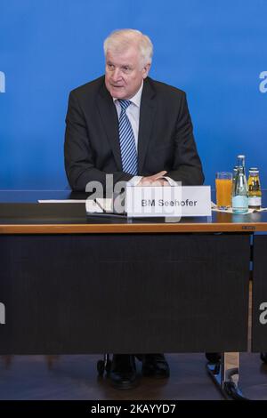 German Interior Minister Horst Seehofer presents his Masterplan for Migration at the Interior Ministry in Berlin, Germany on July 10, 2018. (Photo by Emmanuele Contini/NurPhoto) Stock Photo