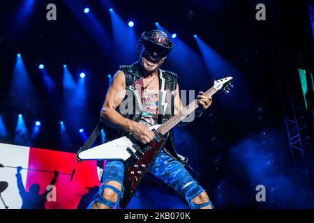 Rudolf Schenker of the german heavy metal rock band Scorpions performing live at Arena of Verona, in Verona, Italy on 23 July 2018. (Photo by Roberto Finizio/NurPhoto) Stock Photo