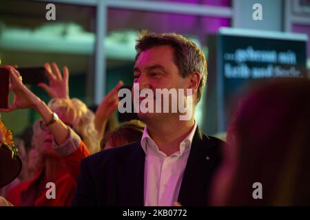 At the 'Lange Nacht der Frauen' - 'Long night of the women' of the Frauen Union the Bavarian prime minister Markus Soeder participated at panel discussion with the vice secretary general of the Christian Social Union (CSU) Daniela Ludwig an the vice chairwoman of the CSU Angelika Niebler, in Munich, Germany, July 24, 2018. (Photo by Alexander Pohl/NurPhoto) Stock Photo