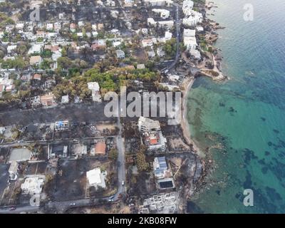 Drone Photograph showing the aftermath of a fire near Cardiff ...