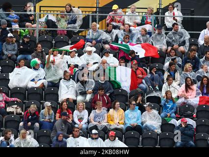 Italian Fans during FIH Hockey Women's World Cup 2018 Day eight match Pool A game 22 between Italy and Netherlands at Lee Valley Hockey & Tennis Centre at Queen Elizabeth Olympic Park in London, UK on July 29, 2018. (Photo by Action Foto Sport/NurPhoto)  Stock Photo