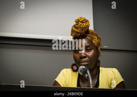 Paule Yao during the Baobab Experience, the association that assists and supports homeless migrants in Rome, denounced Interior Minister Matteo Salvini for 'inciting racial hatred'. In a press conference on August 03, 2018 in Rome, Italy, the association's president, Roberto Viviani, explained the reasons: 'We are here to say loudly that even a single case of racially motivated violence is an emergency. The boys who are in our garrison are frightened, discriminatory acts are also the order of the day in Rome,' explained Viviani. 'The lawsuit is based on a ruling by the Supreme Court that found Stock Photo