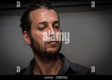 Roberto Viviani during the Baobab Experience, the association that assists and supports homeless migrants in Rome, denounced Interior Minister Matteo Salvini for 'inciting racial hatred'. In a press conference on August 03, 2018 in Rome, Italy, the association's president, Roberto Viviani, explained the reasons: 'We are here to say loudly that even a single case of racially motivated violence is an emergency. The boys who are in our garrison are frightened, discriminatory acts are also the order of the day in Rome,' explained Viviani. 'The lawsuit is based on a ruling by the Supreme Court that Stock Photo