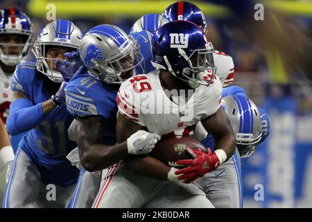 Detroit Lions cornerback Teez Tabor (30) lines up against the Minnesota  Vikings during an NFL football