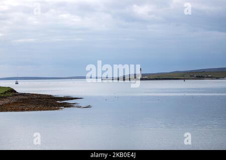 View of Hoy High Lighthouse from the NorthLink Ferries ,  isle of Graemsay  Orkney, Scotland, UK Stock Photo