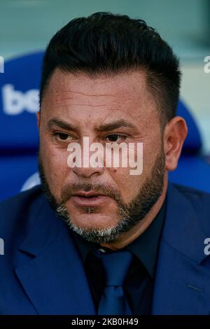 Antonio Mohamed head coach of Celta de Vigo looks on prior to the La Liga match between Levante and Celta de Vigo at Ciutat de Valencia on August 27, 2018 in Valencia, Spain (Photo by David Aliaga/NurPhoto) Stock Photo