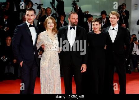 Joe Alwyn, Emma Stone, Yorgos Lanthimos, Olivia Colman, Nicholas Hoult  attending The Favourite Premiere as part of the 75th Venice International  Film Festival (Mostra) in Venice, Italy on August 30, 2018. Photo
