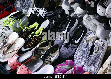 Counterfeit goods on display during a media briefing at Customs department in Bangkok, Thailand, 02 September 2018. (Photo by Anusak Laowilas/NurPhoto) Stock Photo