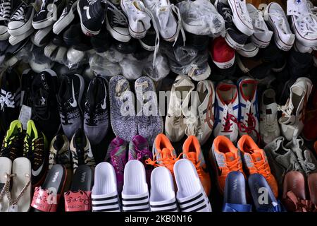 Counterfeit goods on display during a media briefing at Customs department in Bangkok, Thailand, 02 September 2018. (Photo by Anusak Laowilas/NurPhoto) Stock Photo