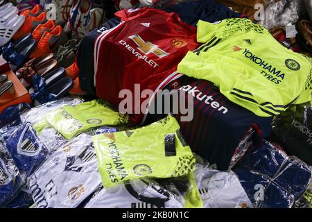 Counterfeit goods on display during a media briefing at Customs department in Bangkok, Thailand, 02 September 2018. (Photo by Anusak Laowilas/NurPhoto) Stock Photo