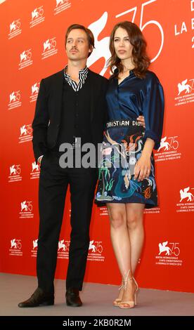 Tom Schilling and Paula Beer attends 'Werk Ohne Autor (Never Look Away)' photocall during the 75th Venice Film Festival on September 4, 2018 in Venice, Italy. (Photo by Matteo Chinellato/NurPhoto) Stock Photo