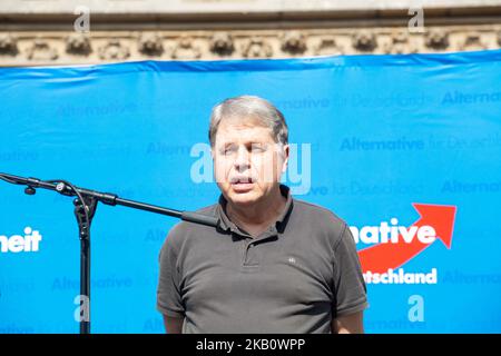 Matthias Helmer. The vice chairwoman of the Alternative for Germany (AfD) Beatrix von Storch held a short speech in Munich, Germany on September 8, 2018. Before that the candidates from Munich were presented. (Photo by Alexander Pohl/NurPhoto) Stock Photo