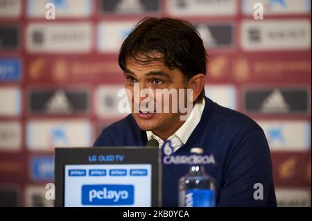Zlatko Dalic of Croatia in press conference after the UEFA Nations League football match between Spain and Croatia at Martinez Valero Stadium in Elche, Spain on September 8, 2018. (Photo by Jose Breton/NurPhoto) Stock Photo