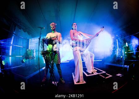 The american musical duo Sofi Tukker performing live at Circolo Magnolia in Segrate, Milan, Italy on 13 September 2018. (Photo by Roberto Finizio/NurPhoto) Stock Photo