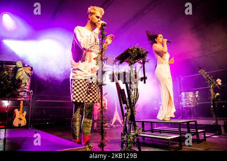 The american musical duo Sofi Tukker performing live at Circolo Magnolia in Segrate, Milan, Italy on 13 September 2018. (Photo by Roberto Finizio/NurPhoto) Stock Photo