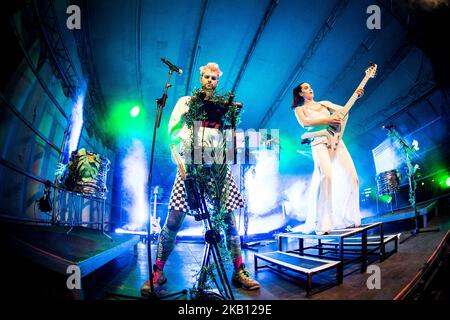 The american musical duo Sofi Tukker performing live at Circolo Magnolia in Segrate, Milan, Italy on 13 September 2018. (Photo by Roberto Finizio/NurPhoto) Stock Photo