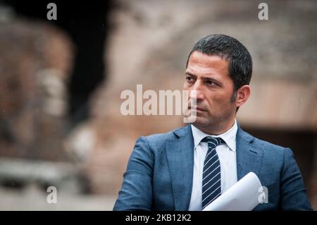 Gianluca Vacca, Undersecretary of State for Cultural Heritageduring the Press Conference Presentation at the Colosseum of the II Rome Half Marathon Via Pacis, the half religious marathon for peace, scheduled for September 23rd held on September 13, 2018 in Rome, Italy. (Photo by Andrea Ronchini/NurPhoto) Stock Photo