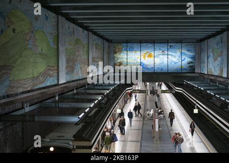 The Vienna Metro that covers the metropolitan area of Vienna, Austria. It consists of five lines with a total length of 78.5 km. September 17, 2018 (Photo by Oscar Gonzalez/NurPhoto) Stock Photo