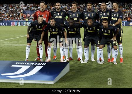 Juventus team line up prior to the UEFA Champions League group H match between Valencia CF and Juventus at Mestalla on September 19, 2018 in Valencia, Spain (Photo by David Aliaga/NurPhoto) Stock Photo