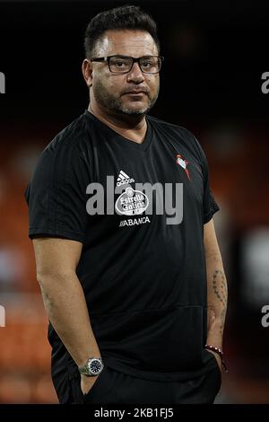 Antonio Mohamed head coach of Celta de Vigo looks on prior to the La Liga match between Valencia CF and Celta de Vigo at Mestalla on September 26, 2018 in Valencia, Spain (Photo by David Aliaga/NurPhoto) Stock Photo