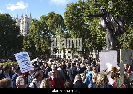 School head teachers gather at Parliament Square to demand better funding for education, London on September 28, 2018. (Photo by Alberto Pezzali/NurPhoto) Stock Photo