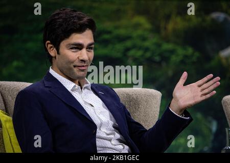 Adrian Grenier, Actor, Filmmaker, Social Advocate, talks about Protecting Critical Water Systems at Climate Summit part of the DreamForce conference, September 27, 2018 at Civic Center, San Francisco, CA (Photo by Khaled Sayed/NurPhoto) Stock Photo