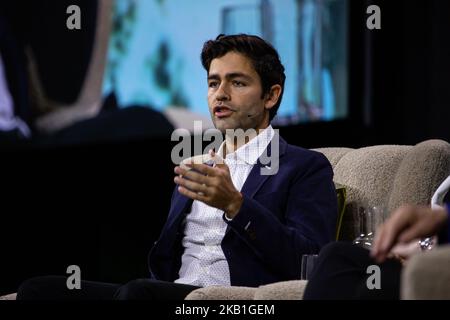 Adrian Grenier, Actor, Filmmaker, Social Advocate, talks about Protecting Critical Water Systems at Climate Summit part of the DreamForce conference, September 27, 2018 at Civic Center, San Francisco, CA (Photo by Khaled Sayed/NurPhoto) Stock Photo