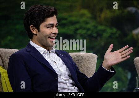 Adrian Grenier, Actor, Filmmaker, Social Advocate, talks about Protecting Critical Water Systems at Climate Summit part of the DreamForce conference, September 27, 2018 at Civic Center, San Francisco, CA (Photo by Khaled Sayed/NurPhoto) Stock Photo