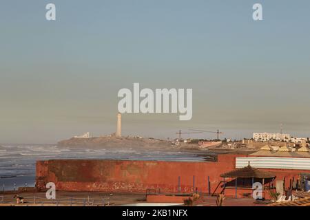 Lighthouse by the Atlantic Ocean in Casablanca, Morocco, Africa. (Photo by Creative Touch Imaging Ltd./NurPhoto) Stock Photo