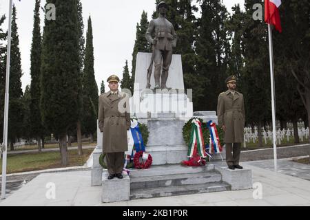 The ceremony of the 'One hundred years after the end of the First World War' in Thessaloniki, Greece on 30 September 2018. The ceremony took place in the allied cemeteries named as ''Zeitenlik''. (Photo by Achilleas Chiras/NurPhoto) Stock Photo