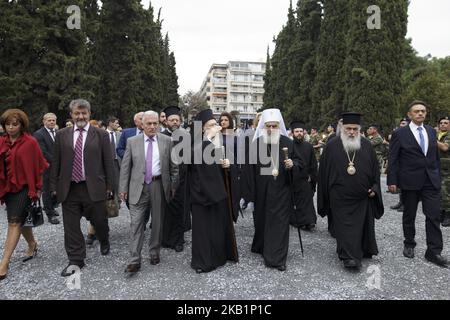 Ecumental Patriarch Bartholomew attends the ceremony of the 'One hundred years after the end of the First World War' in Thessaloniki, Greece on 30 September 2018. The ceremony took place in the allied cemeteries named as ''Zeitenlik''. (Photo by Achilleas Chiras/NurPhoto) Stock Photo