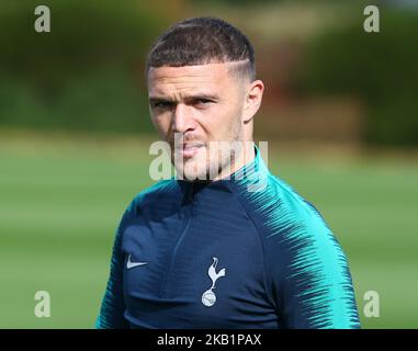 Tottenham Hotspur's Kieran Trippier during a Tottenham Hotspur training session ahead of the UEFA Champions League Group B match against Barcelona at Tottenham Hotspur Training centre on 02 Oct , 2018 in Enfield, England. (Photo by Action Foto Sport/NurPhoto)  Stock Photo