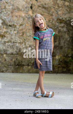 Girl with tooth gap, Mädchen mit Zahnlücke Stock Photo