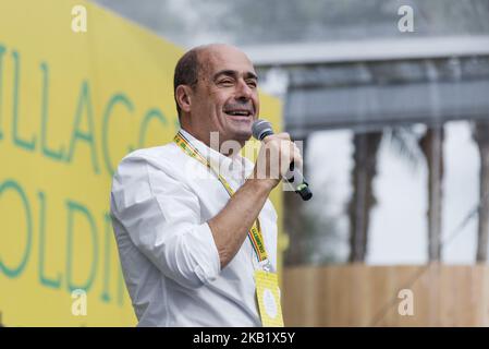 Founding member of the Democratic Party (PD) and President of Lazio Nicola Zingaretti speaks at a Coldiretti's initiative, the major representative organisation of Italian farmers, in Rome, Italy, on October 05, 2018. (Photo by Michele Spatari/NurPhoto)  Stock Photo