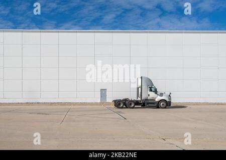 Truck next to large warehouse, Pennsylvania, USA