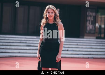 (10/21/2018) Claudia Gerini walks the red carpet ahead of the 'If Beale Street Could Talk' screening during the 13th Rome Film Fest at Auditorium Parco Della Musica on October 21, 2018 in Rome, Italy. (Photo by Luca Carlino/NurPhoto) Stock Photo