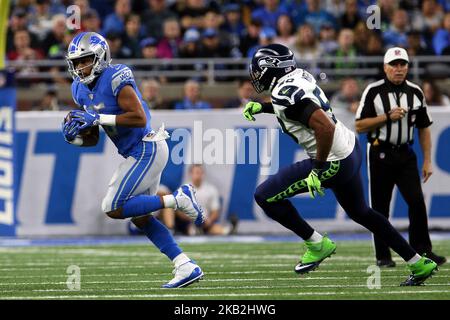 Seattle Seahawks wide receiver J.J. Arcega-Whiteside runs withe ball during  warmups before an NFL preseason football game against the Chicago Bears,  Thursday, Aug. 18, 2022, in Seattle. The Bears won 27-11. (AP