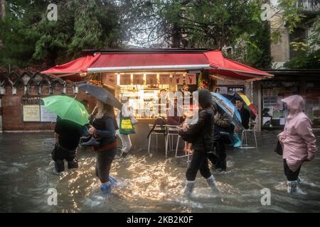 Weather emergency In Venice, italy, on 29 October 2018 due to the High water: almost all the city have been underwater with a maximum level reached of 160cm on the sea level. (Photo by Giacomo Cosua/NurPhoto) Stock Photo