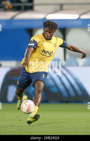 Leuven, Germany, 03/11/2022, Union's Victor Boniface pictured in action during a soccer match between Belgian Royale Union Saint-Gilloise and German Union Berlin, Thursday 03 November 2022 in Leuven, on day 6/6 of the Uefa Europa League group stage. BELGA PHOTO BRUNO FAHY Stock Photo