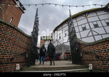 Shakespeare's Globe Theatre in London, England, UK. The original theater was built in 1599. Shakespeare's Globe was founded by the actor and director Sam Wanamaker, built about 230 meters (750 ft) from the site of the original theatre and opened to the public in 1997. (Photo by Nicolas Economou/NurPhoto) Stock Photo