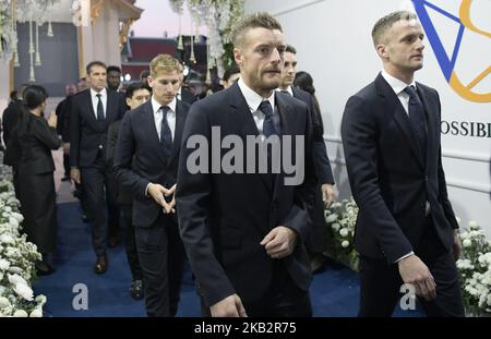 Leicester City's player Jamie Vardy, and Andy King on arrival attending the funeral Thai businessman Vichai Srivaddhanaprabha's funeral in Bangkok, Thailand November 5, 2018. Photo by King Power (Photo by Anusak Laowilas/NurPhoto) Stock Photo