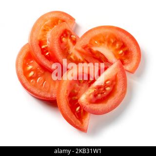 fresh raw tomato slices isolated on white background, top view Stock Photo
