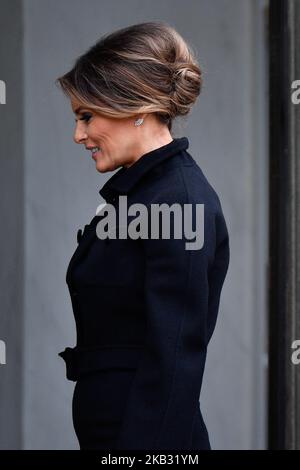 First Lady Melania Trump at Élysée Palace on November 10, 2018 in Paris, France, on the sidelines of commemorations marking the 100th anniversary of the 11 November 1918 armistice, ending World War I. (Photo by Julien Mattia/NurPhoto) Stock Photo