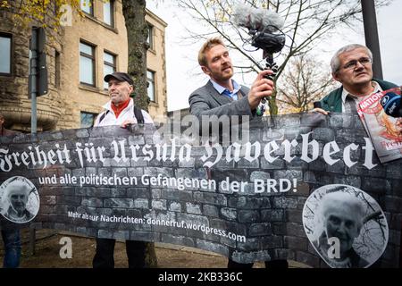 Nikolai Nerling former primary school teacher in Berlin during the solidarity demonstration for the Holocaust denier Ursula Haverbeck in Bielefeld, Germany, on 10 November 2018. More than 10.000 people took part in several counter demonstrations. (Photo by David Speier/NurPhoto) Stock Photo
