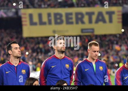 Gerard Pique of FC Barcelona in action during the Champions League, football match between FC Barcelona vs Manchester United on March 14, 2019 at Camp Nou stadium in Barcelona, Spain Credit: CORDON PRESS/Alamy Live News Stock Photo