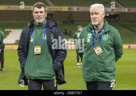 Irish assistant manager Roy Keane and goalkeepiing coach Seamus McDonagh during the International Friendly match between Republic of Ireland and Northern Ireland at Aviva Stadium in Dublin, Ireland on November 15, 2018 (Photo by Andrew Surma/NurPhoto) Stock Photo