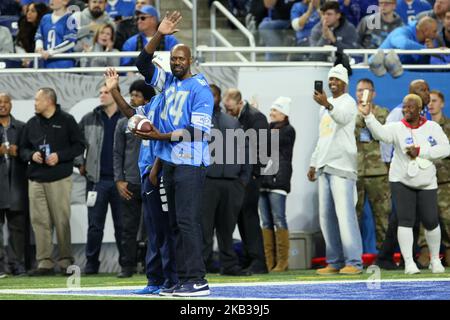 Detroit Lions wide receiver Herman Moore celebrates his first touchdown of  the season with fans during the third quarter against the Green Bay Packers  in Pontiac, Mich., Sunday, Oct. 8, 2000. Moore