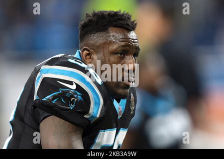 Cleveland, Ohio, USA. 9th Dec, 2018. Cleveland Browns tight end David Njoku  (85) and Carolina Panthers outside linebacker Thomas Davis (58) at the NFL  football game between the Carolina Panthers and the