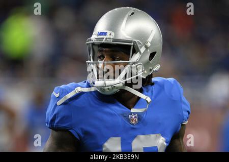 Detroit Lions wide receiver Bruce Ellington (12) runs with the ball after a  catch against the Carolina Panthers during an NFL football game Sunday,  Nov. 18, 2018, in Detroit. The Lions won